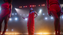 Tracee Ellis Ross as Grace Davis in a stage performance scene from The High Note, a Focus Features release.