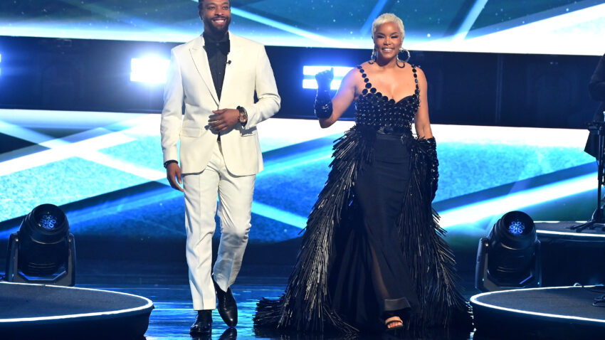 Black Music Honors co-hosts LeToya Luckett and DeRay Davis on stage. Photo Credit 